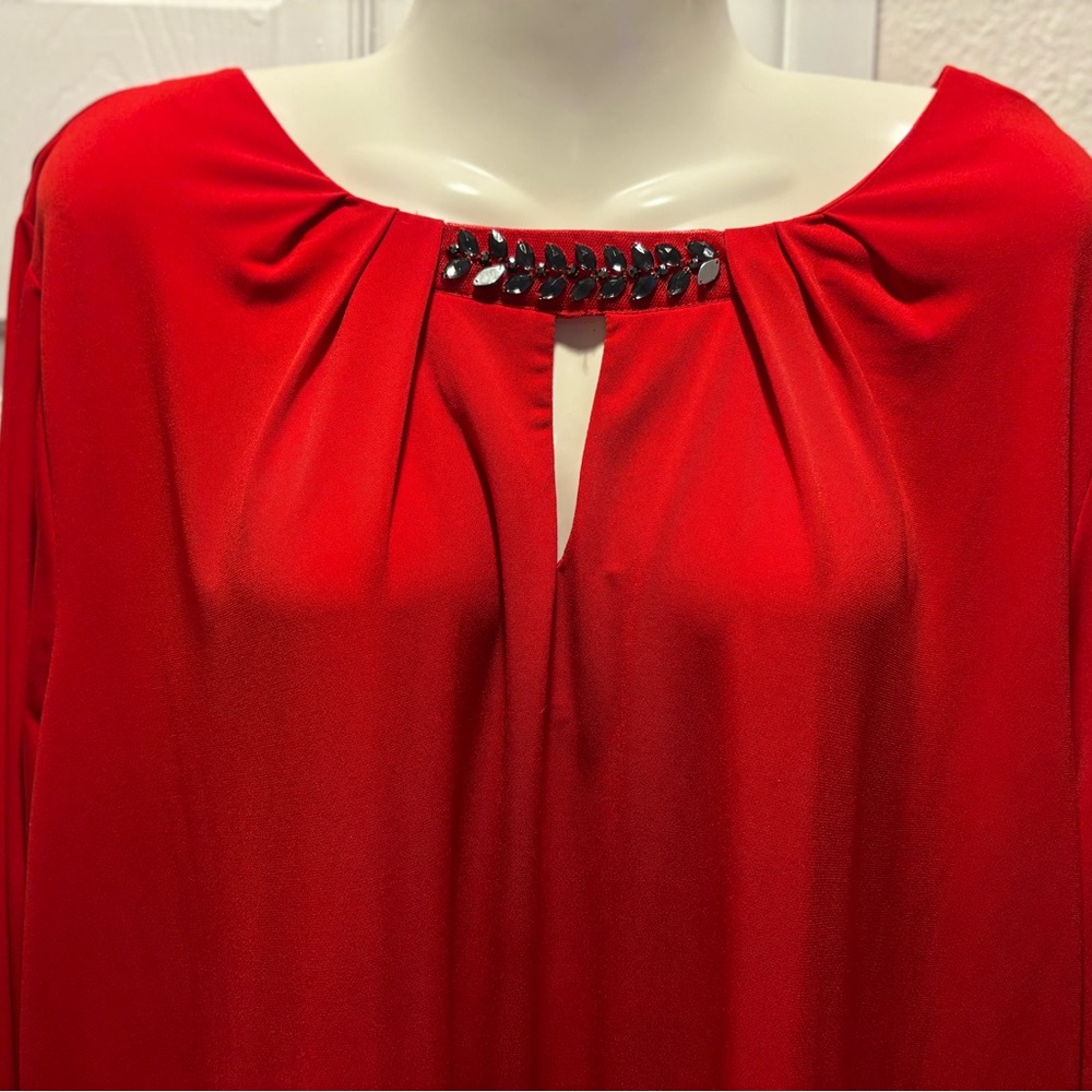 Liz Claiborne Women’s Red Dressy Flowy Tunic Top Size 2X - Picture 2 of 11